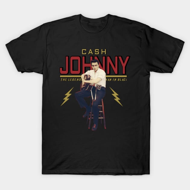 Retro Johnny Cash - The Legendary Music Country man in black T-Shirt by RIDER_WARRIOR